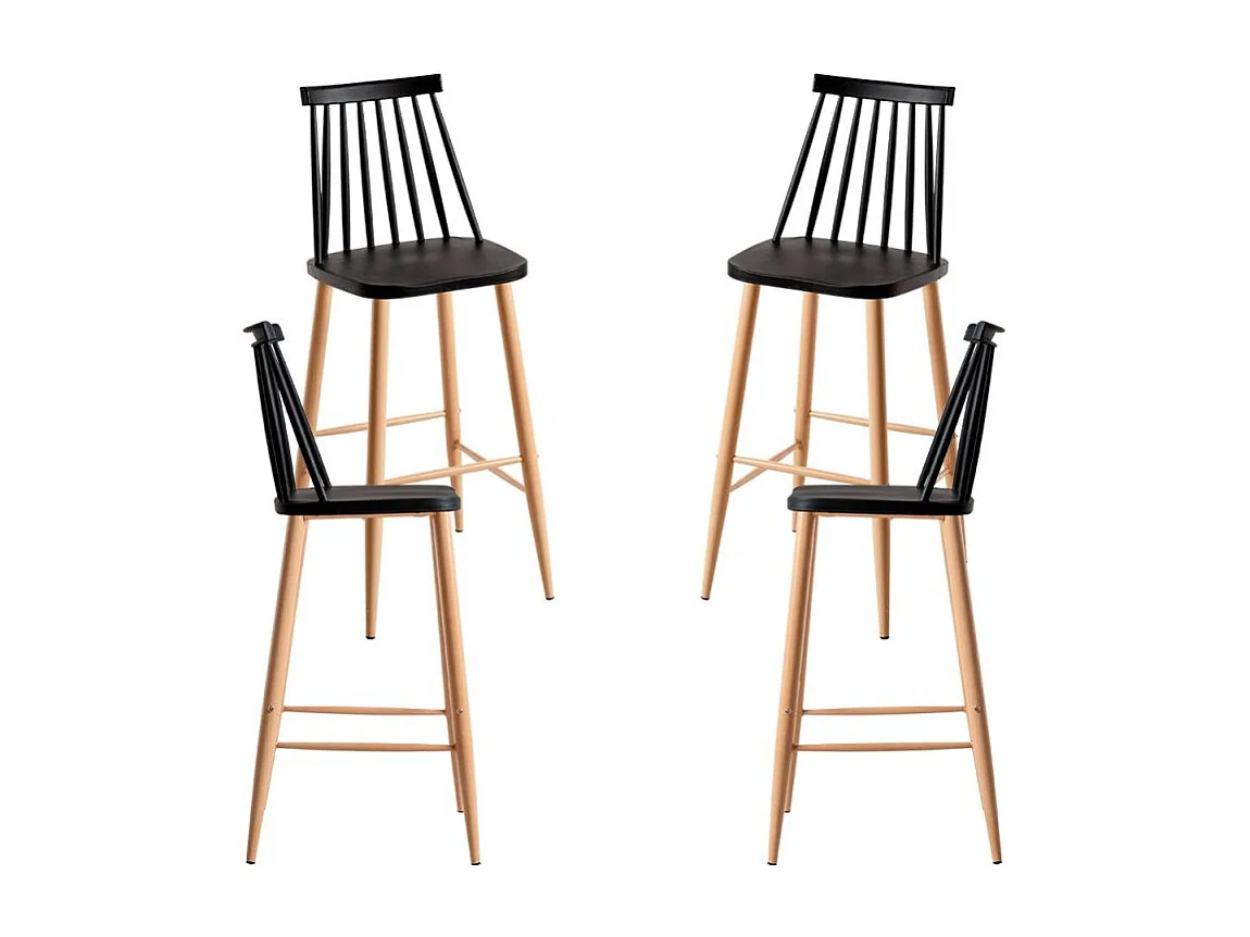 Lote de 4 Taburetes Bik - Negro