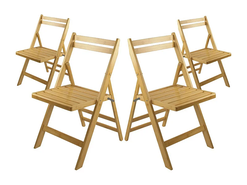 Pack 4 Sillas Plegables de Madera de Bambú Biano 46x44x78cm O91