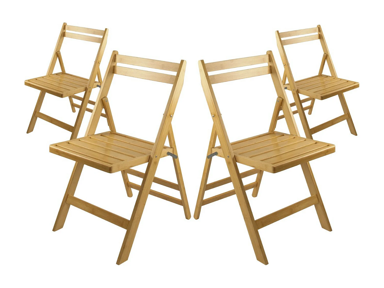 Pack 4 Sillas Plegables de Madera de Bambú Biano 46x44x78cm O91