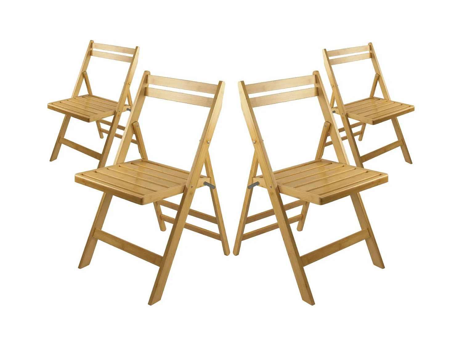 Pack 4 Chaises Pliantes en Bambou 42.5x47.5x79cm O91
