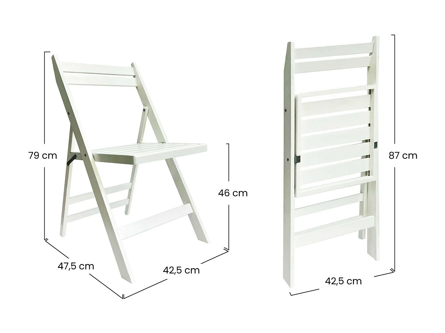 Pack 2 Chaises Pliantes en Bambou 42.5x47.5x47.5x79cm O91
