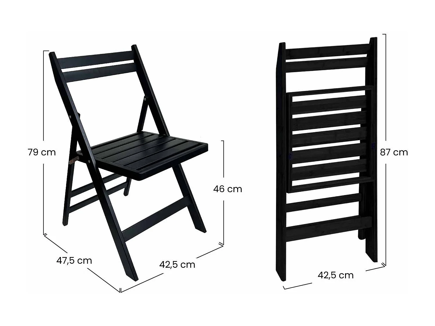 Pack 4 Chaises Pliantes en Bambou 42.5x47.5x47.5x79cm O91