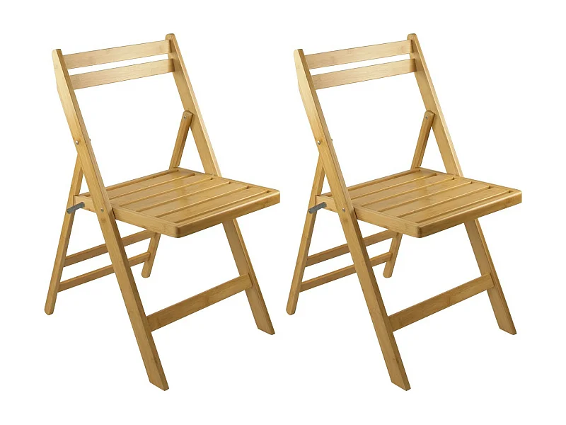 Pack 2 Sillas Plegables de Madera de Bambú Biano 46x44x78cm O91