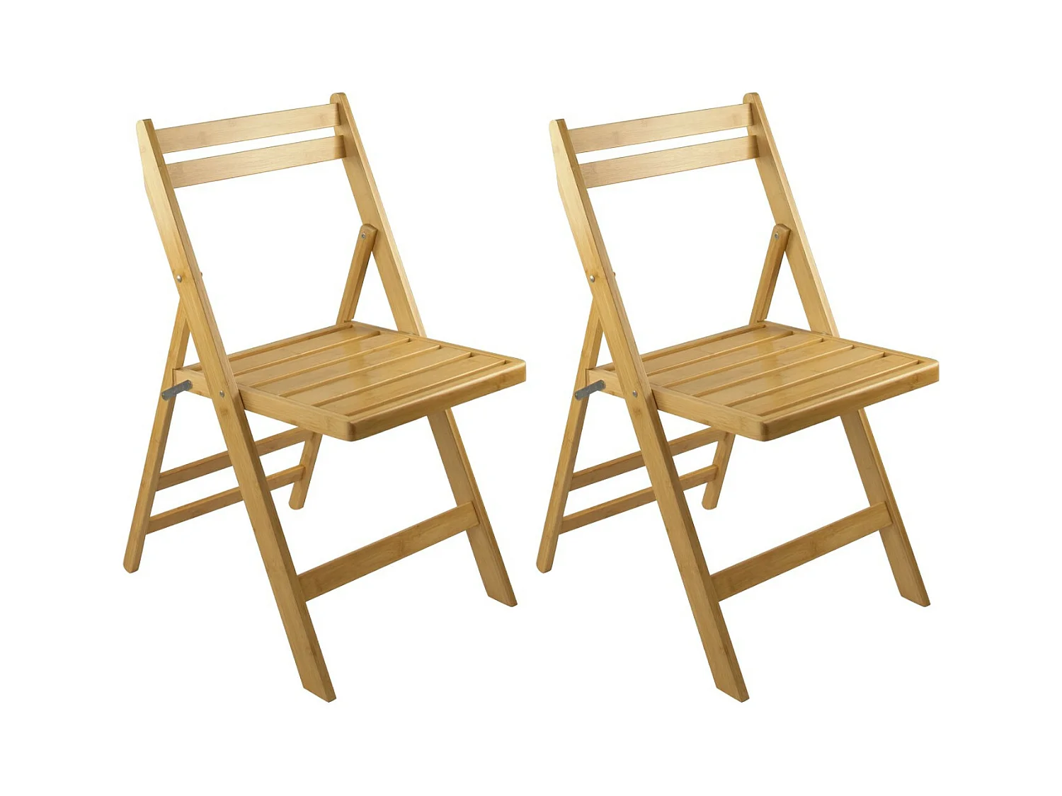 Lot de 2 chaises pliantes en bois de bambou 42.5x47.5x79cm O91