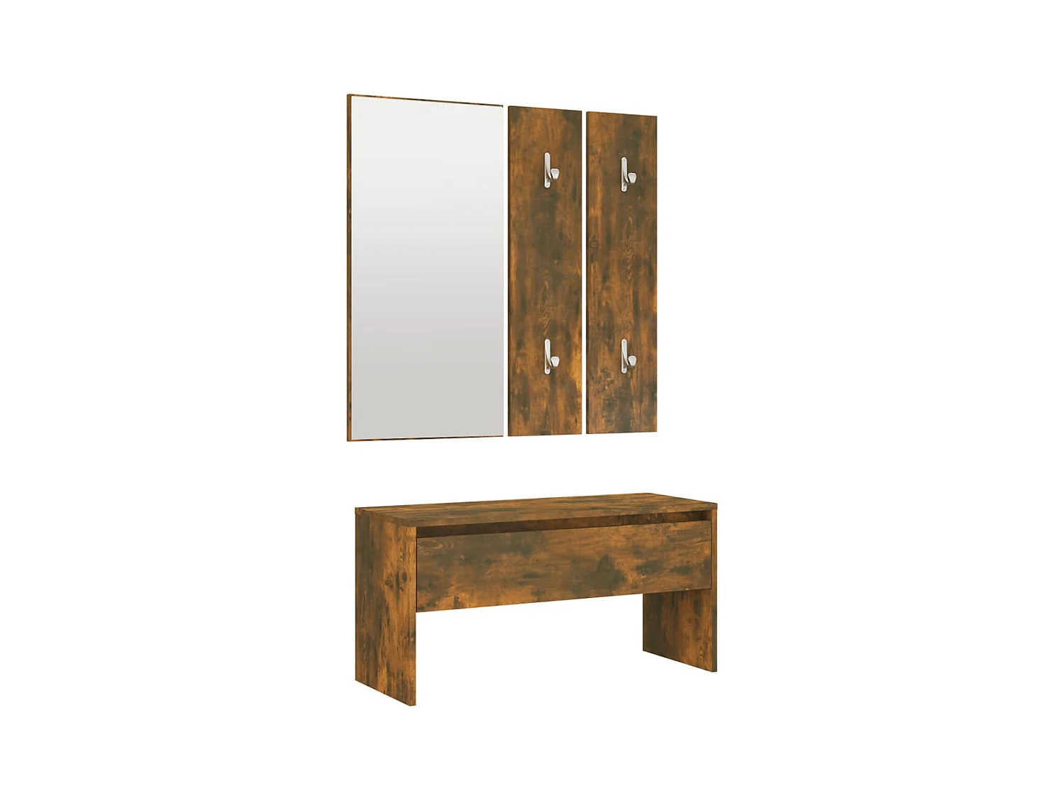 Set di mobili per ingresso e corridoio rovere affumicato 80 x 30,5 x 40 cm derivati ​​del legno 02_0010926