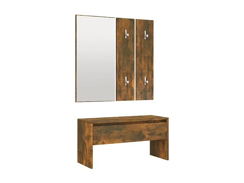 Conjunto de muebles de entrada de roble ahumado 80 x 30,5 x 40 cm madera contrachapada 02_0010926
