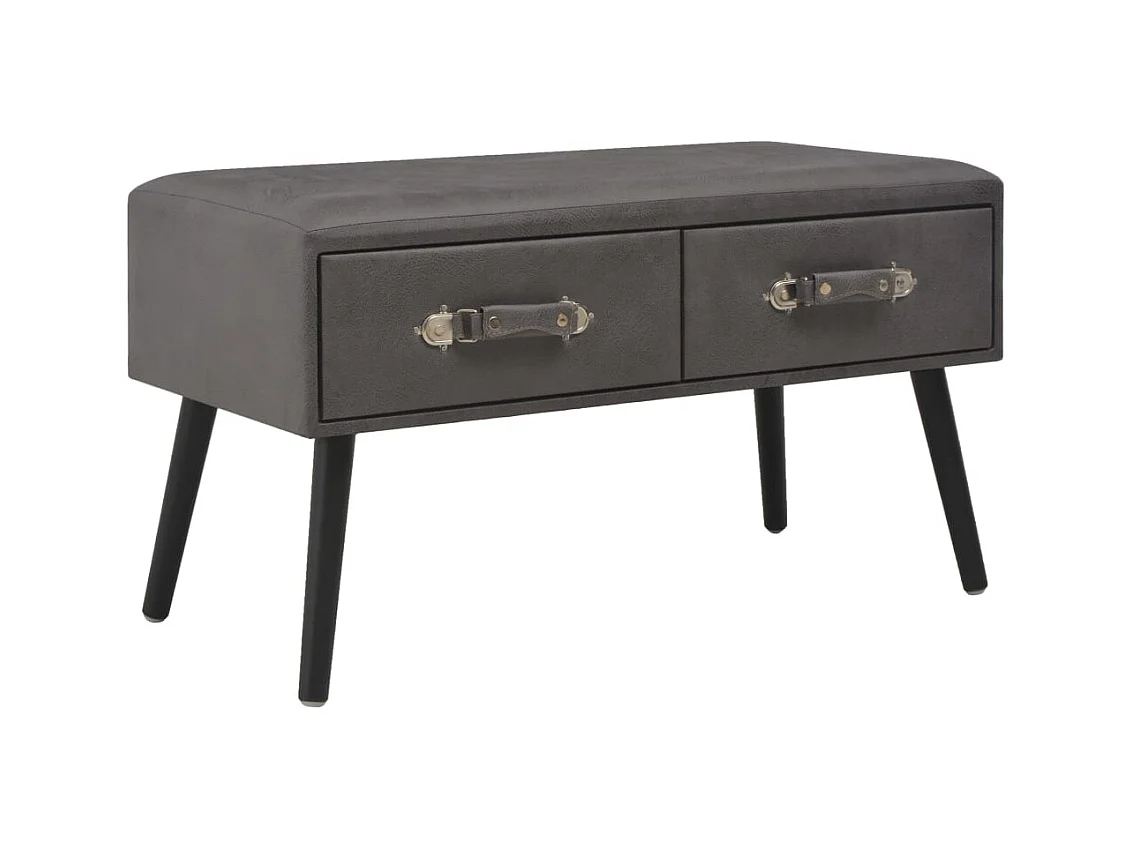 Banc banquette avec tiroirs cuir grise 80 x 40 x 46 cm 02_0010812
