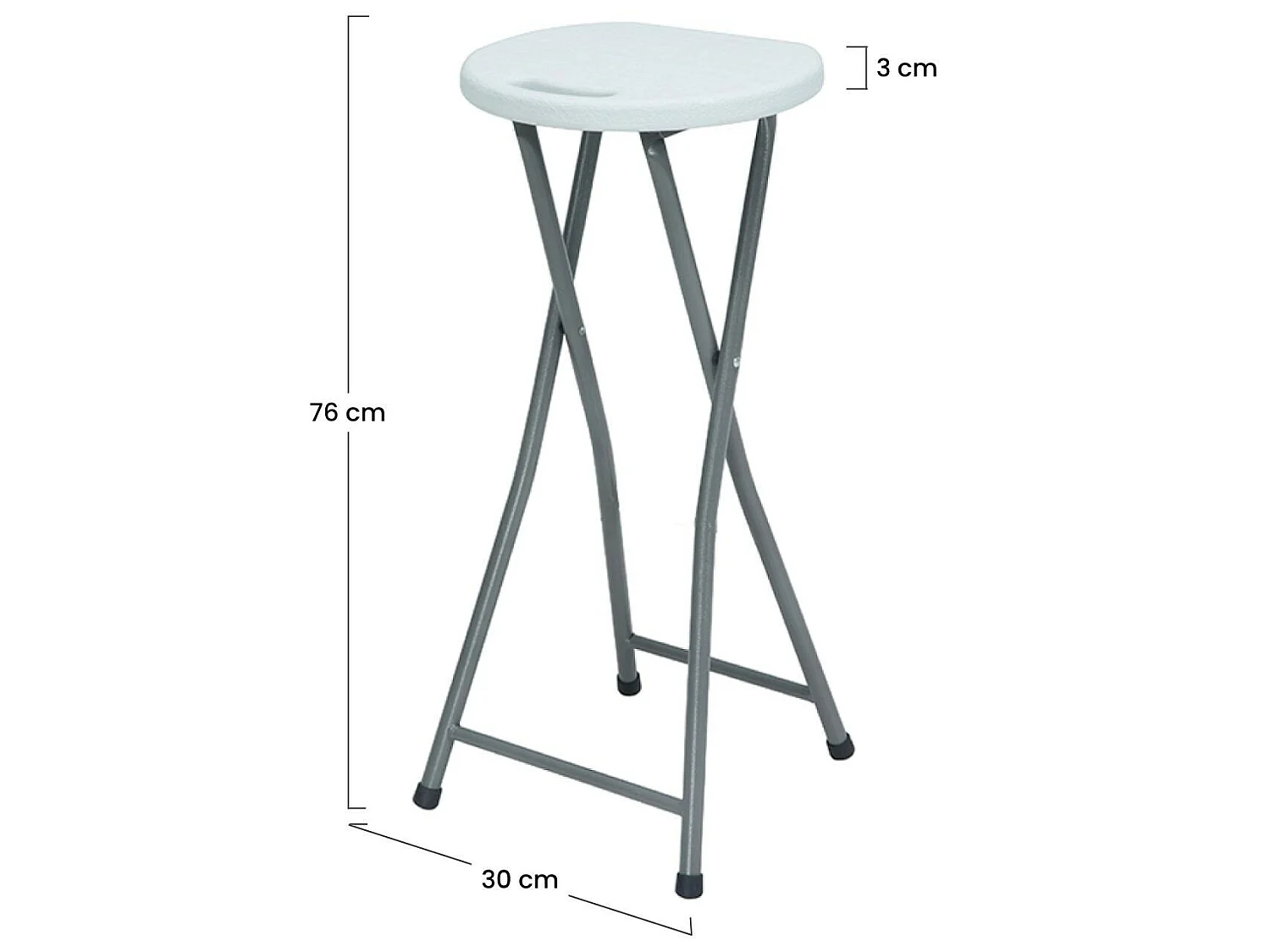 Tabouret haut pliant blanc 30x76cm 7house