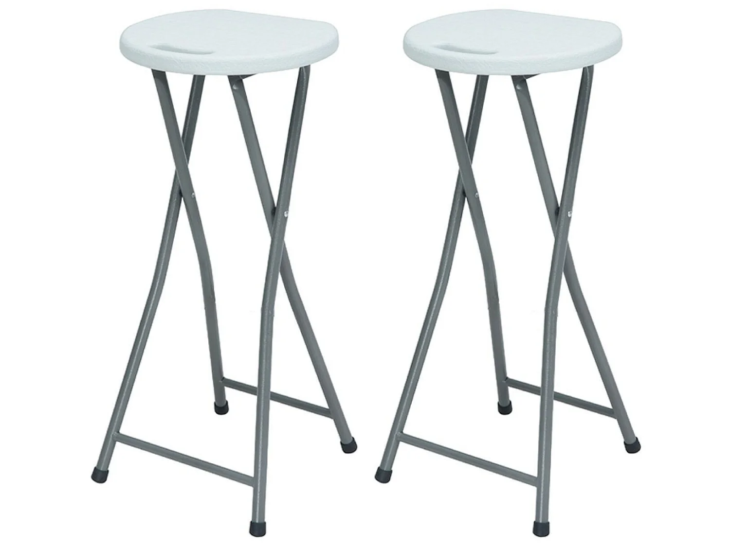 Pack 2 Tabourets Hauts Pliants Blanc 30x76cm 7house