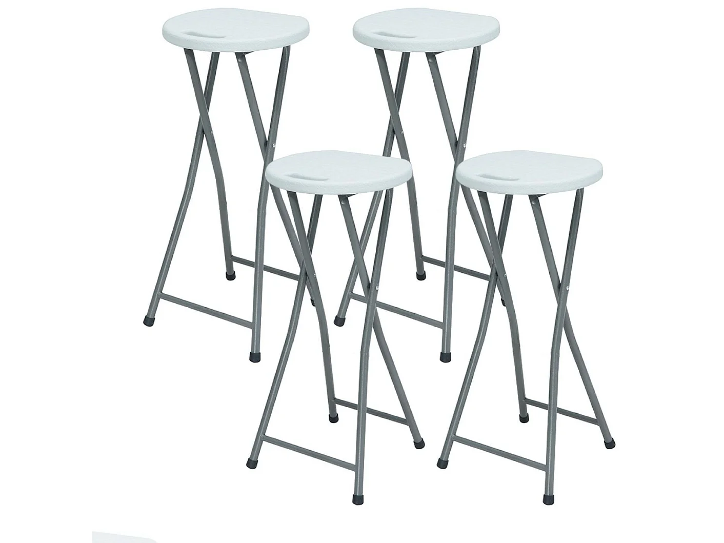 Pack 4 Tabourets Pliants Hauts Blanc 30x76cm 7house