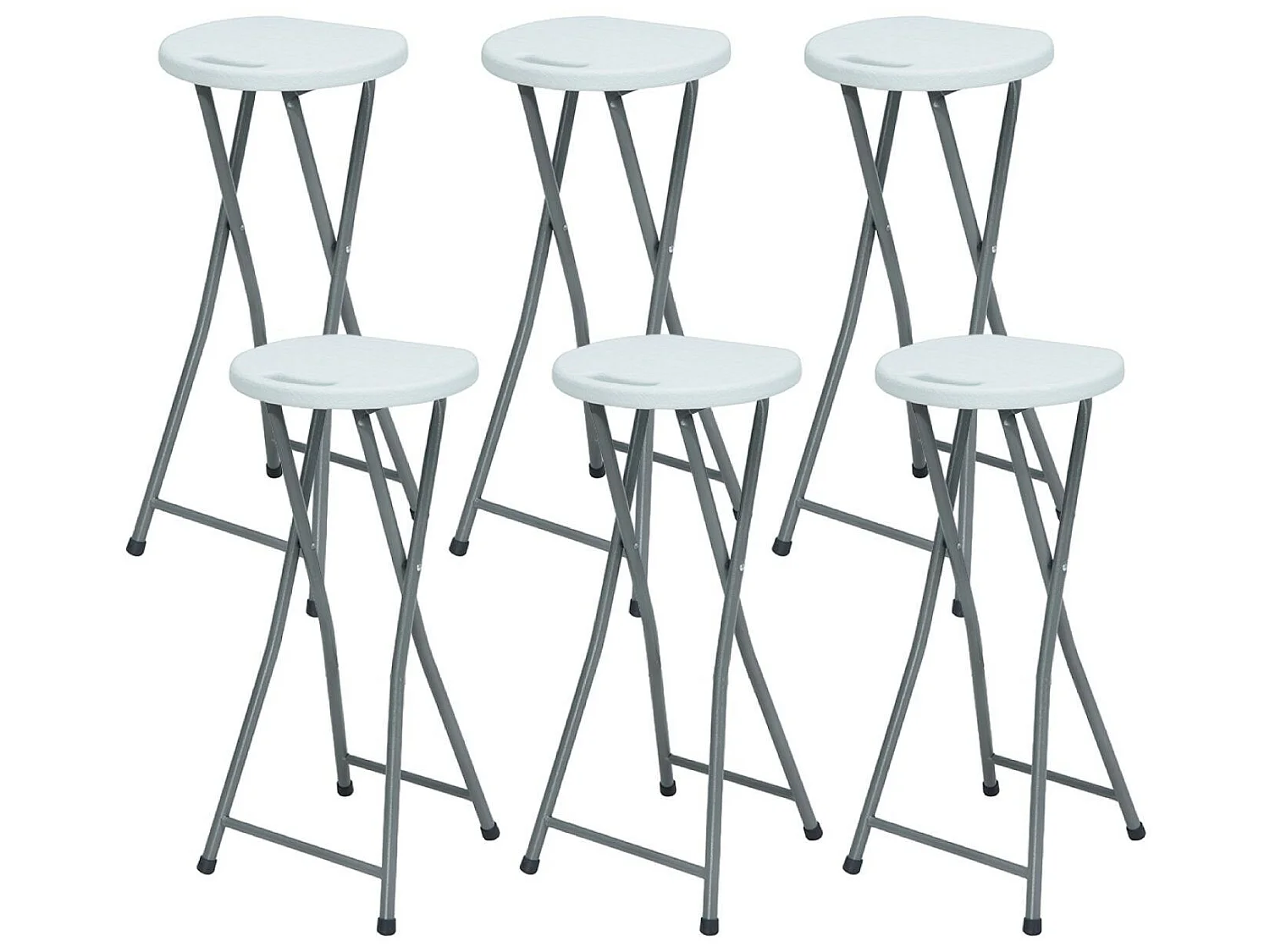 Pack 6 Tabourets hauts pliants blancs 30x76cm 7house