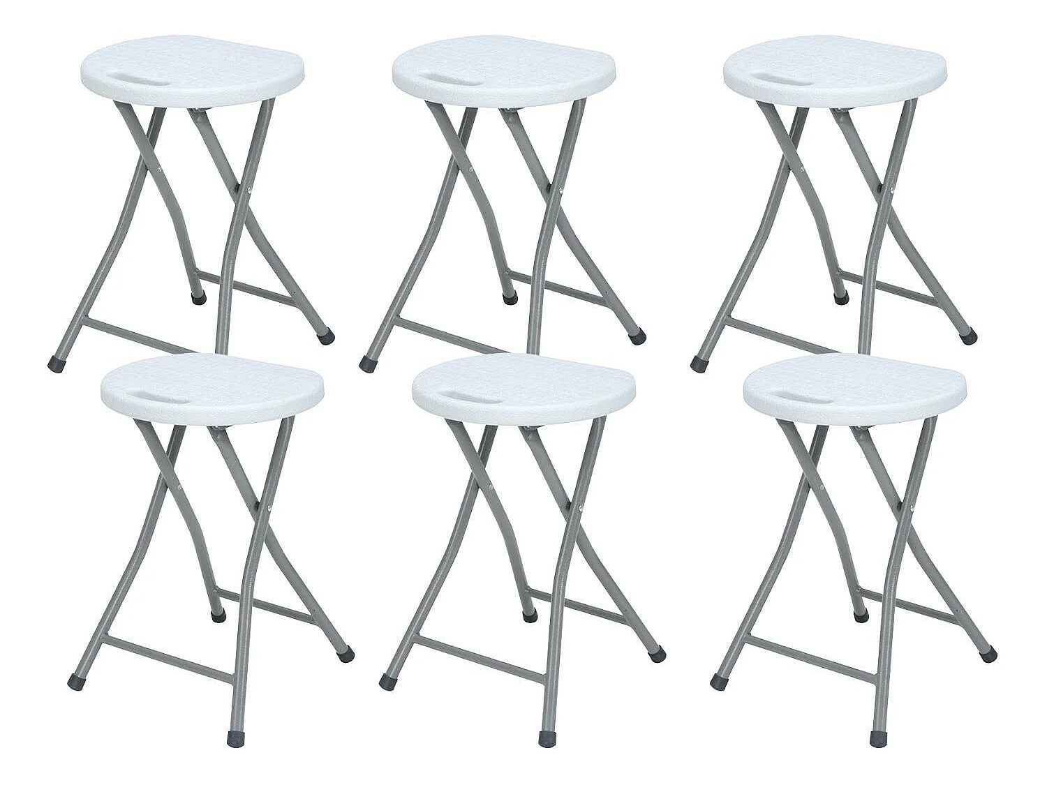 Pack 6 Taburetes Plegables de Resina y Acero 31x45cm Blancos 7house