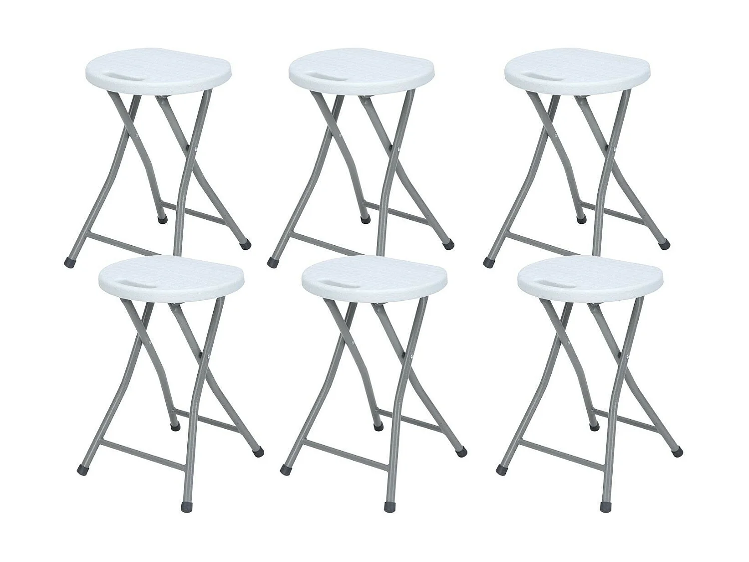 Pack 6 Tabourets pliants en résine et acier 31x45cm Blanc 7house