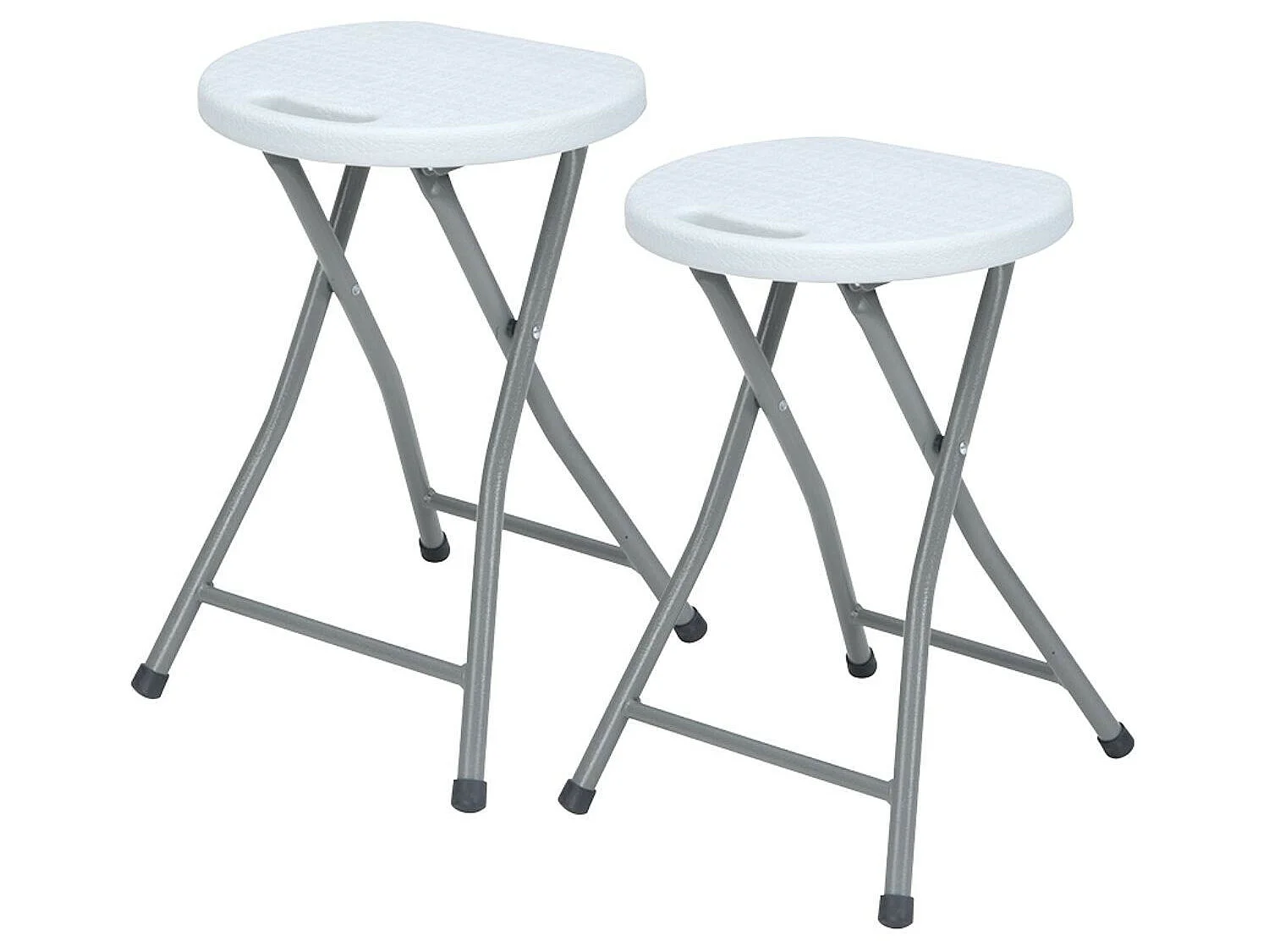 Pack 2 Tabourets Pliants Résine et Acier 31x45cm Blanc 7house