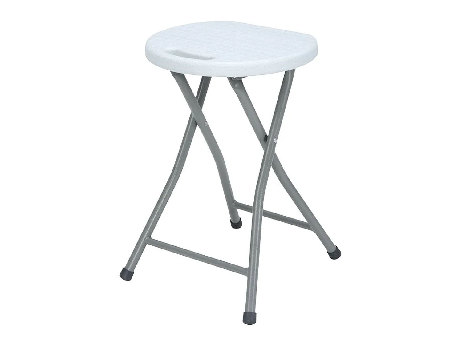 Pack 2 Tabourets Pliants Résine et Acier 31x45cm Blanc 7house