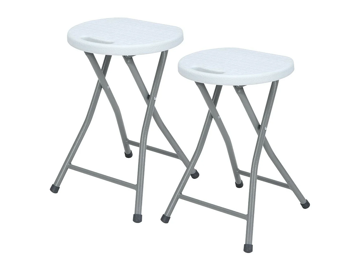 Pack 2 Tabourets Pliants Résine et Acier 31x45cm Blanc 7house