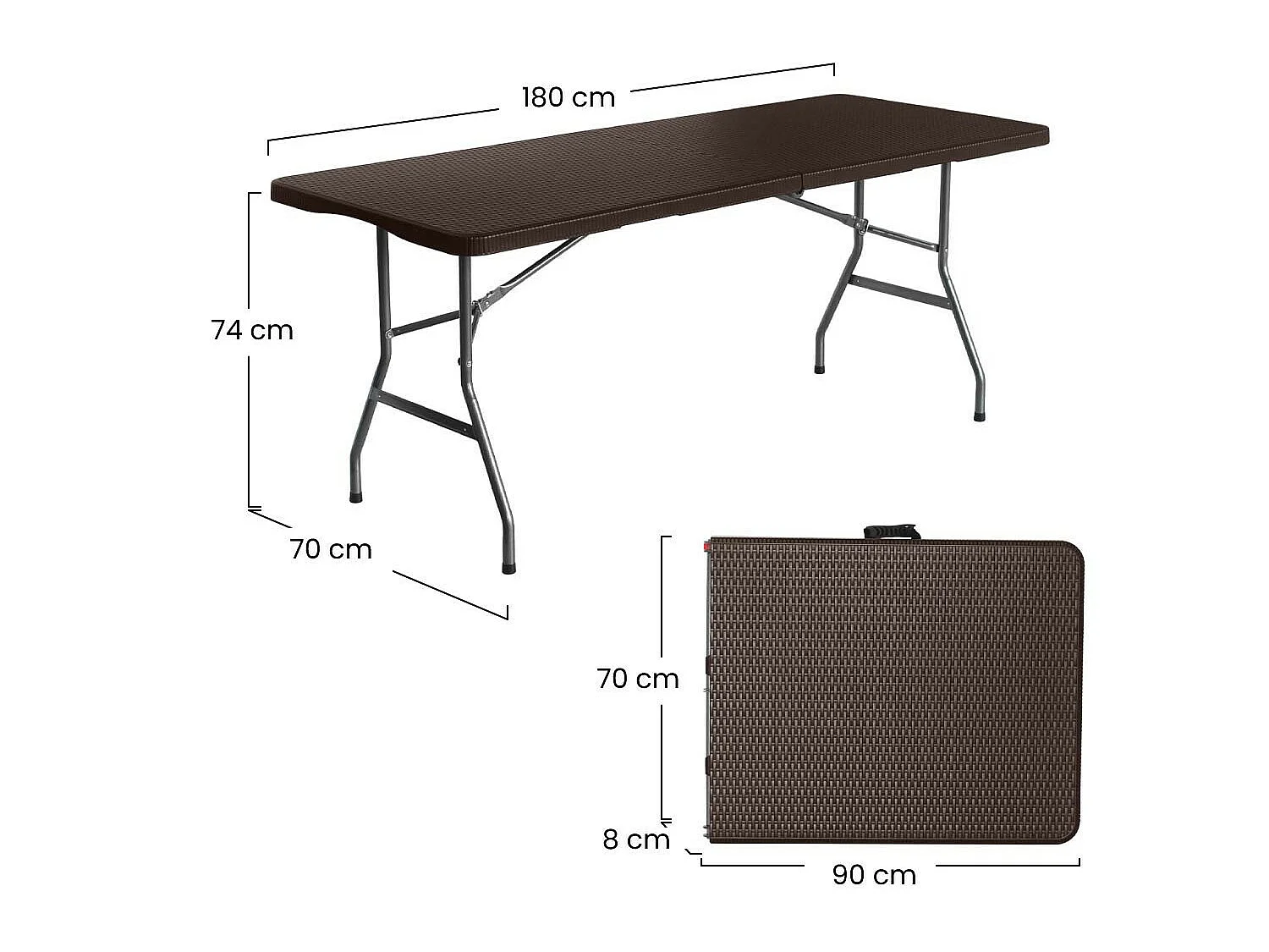 Pack 2 Mesas Plegables 180cm Rectangular Catering O91