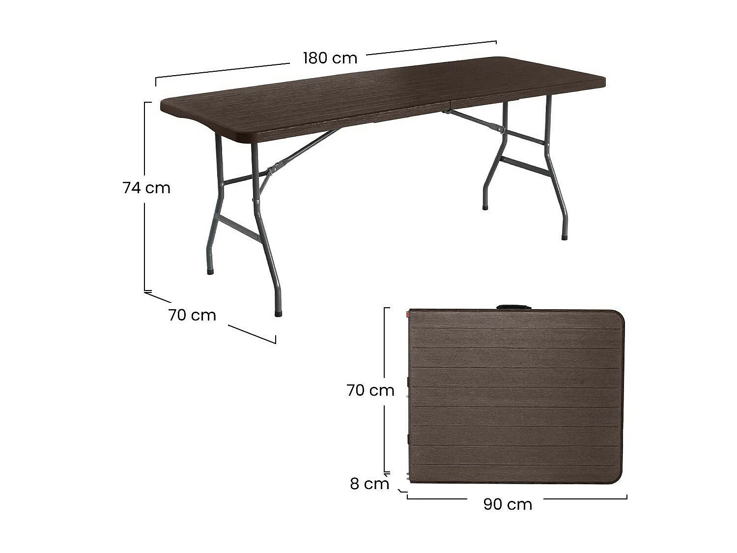 Pack 2 Mesas Plegables 180cm Rectangular Catering O91