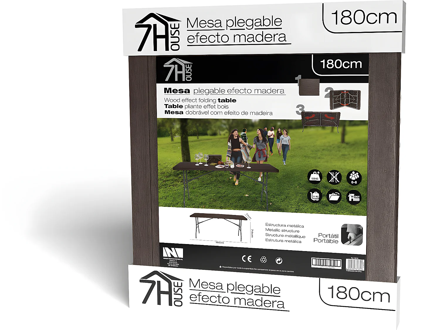 Pack 2 Mesas Plegables 180cm Rectangular Catering O91