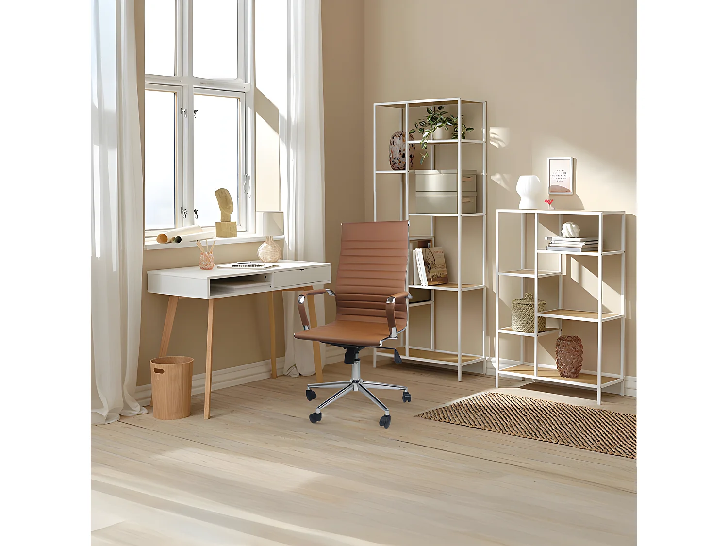 Silla de Escritorio con Ruedas Elegance 116x89x60cm O91