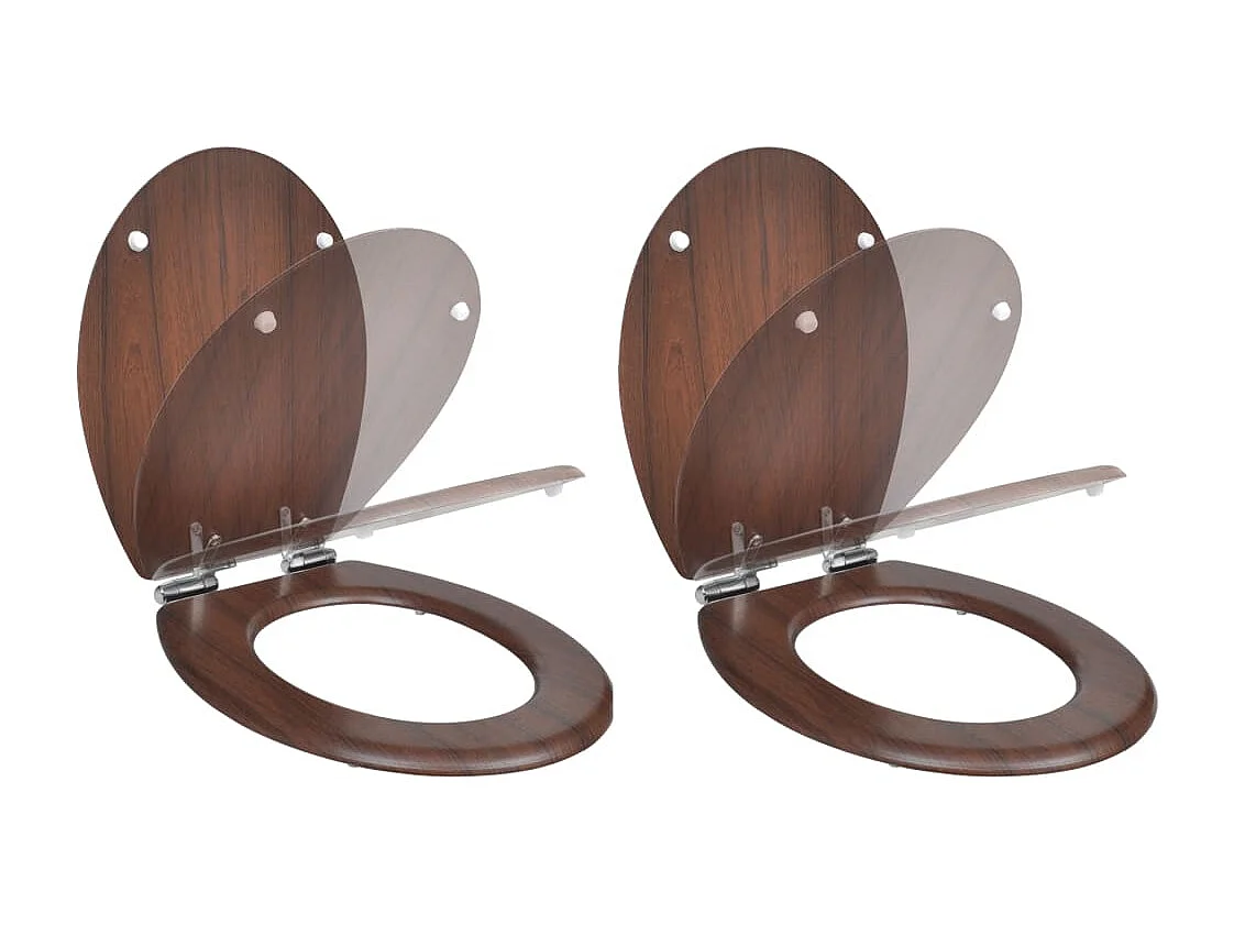 Lot de deux sièges effet bois marron 45 x 36 x 5 cm 02_0002943