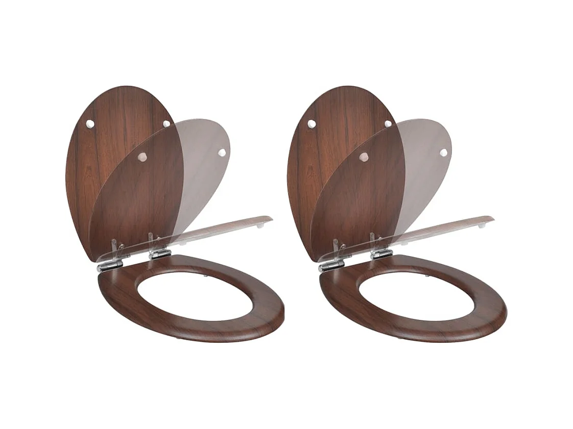Lot de deux sièges effet bois marron 45 x 36 x 5 cm 02_0002943