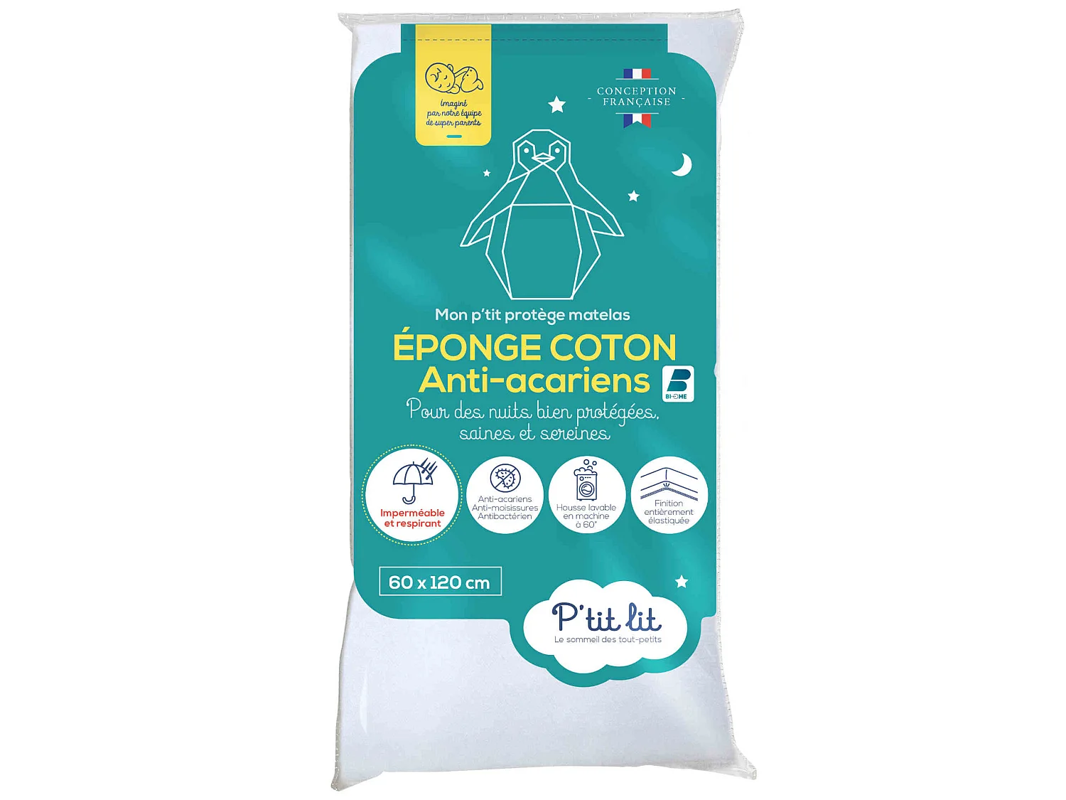 Protège matelas bébé imperméable éponge anti-acariens 70x140 cm