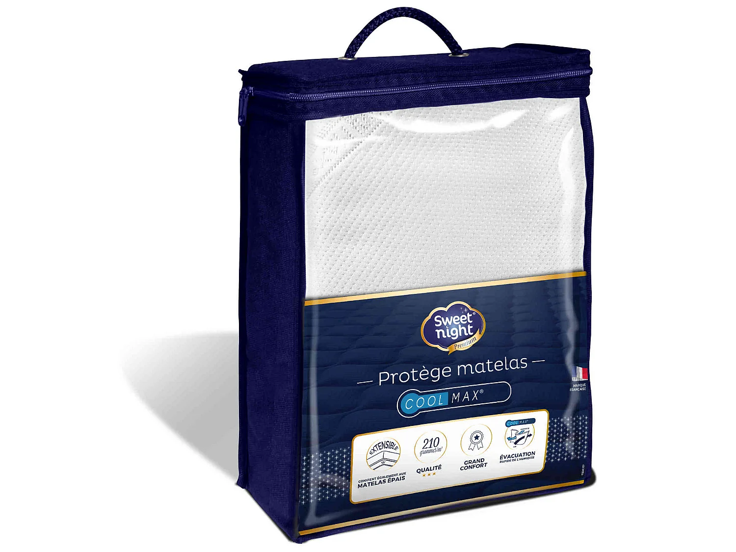 Protège-matelas tissu Coolmax® extensible anti-transpirant et respirant qualité hôtellerie de luxe 140x200