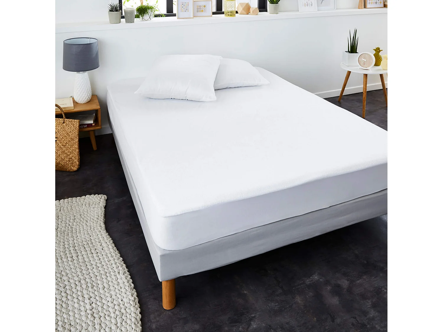 Protège matelas bouclette coton imperméable absorbant respirant et silencieux 90x200