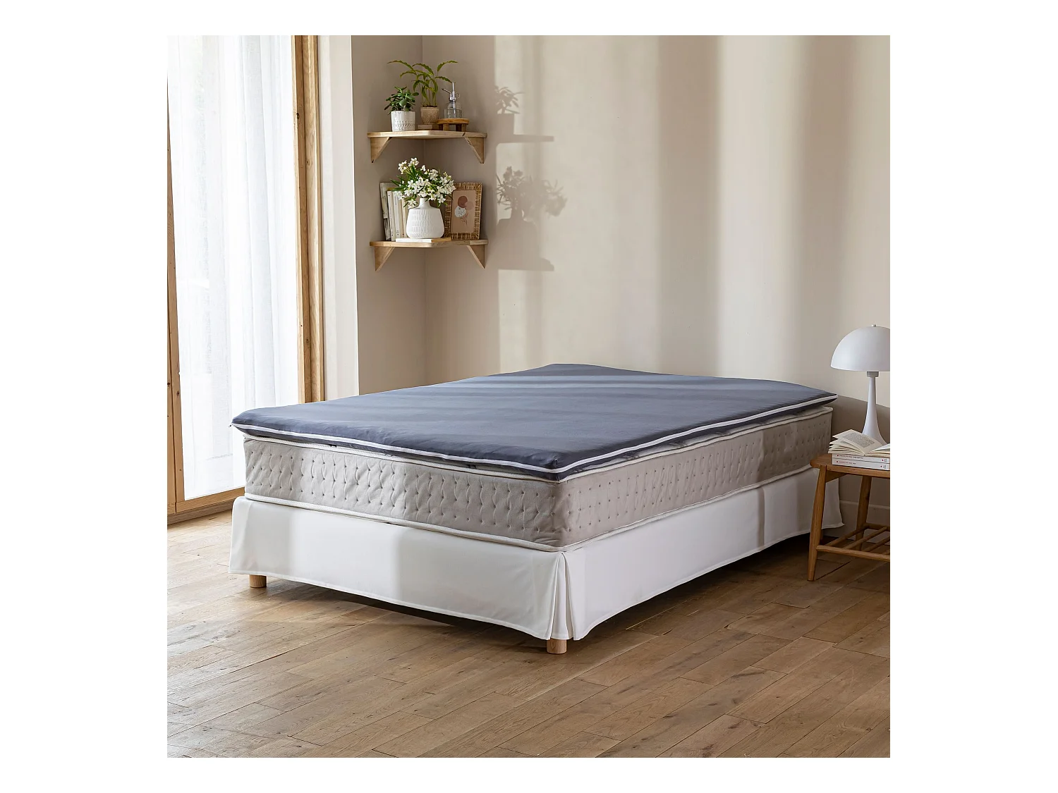 Housse surmatelas jersey anthracite 100% coton extensible 160x200