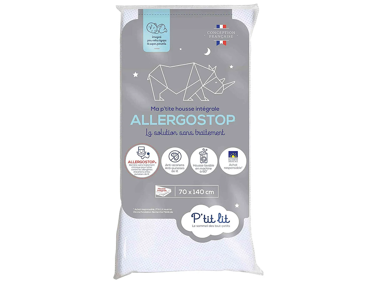 Protège matelas bébé Allergostop sans traitement 70x140 cm