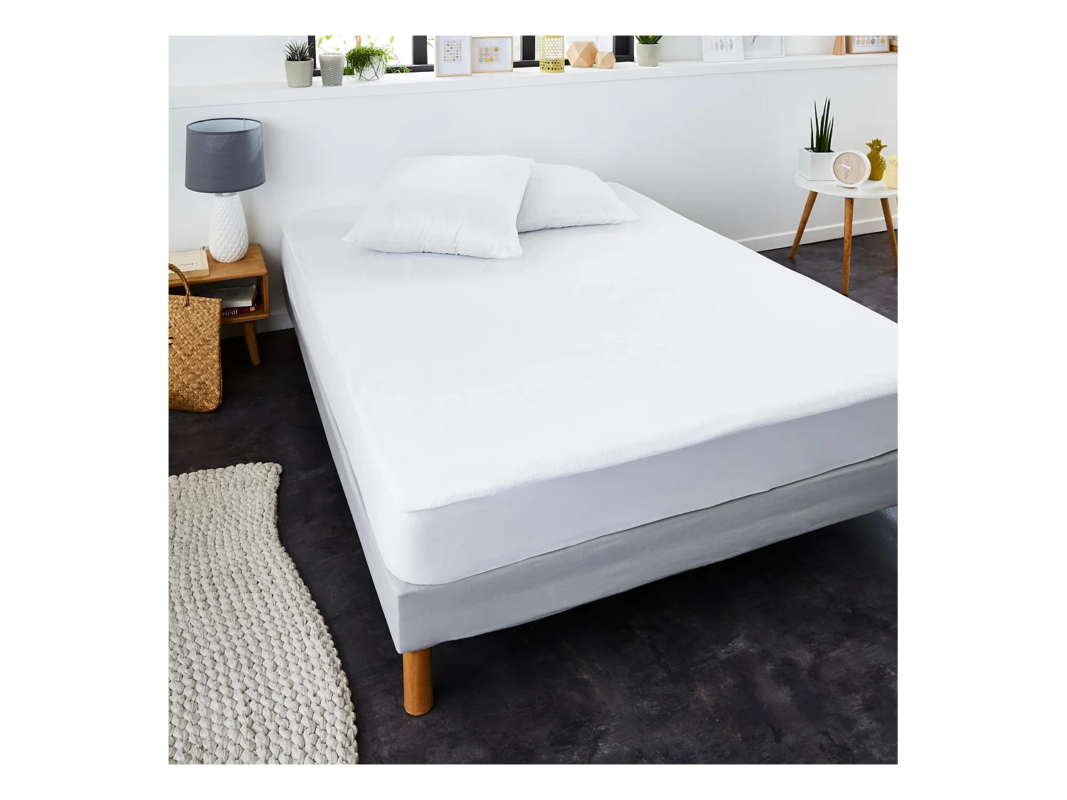 Protège matelas bouclette coton imperméable absorbant respirant et silencieux 160x200