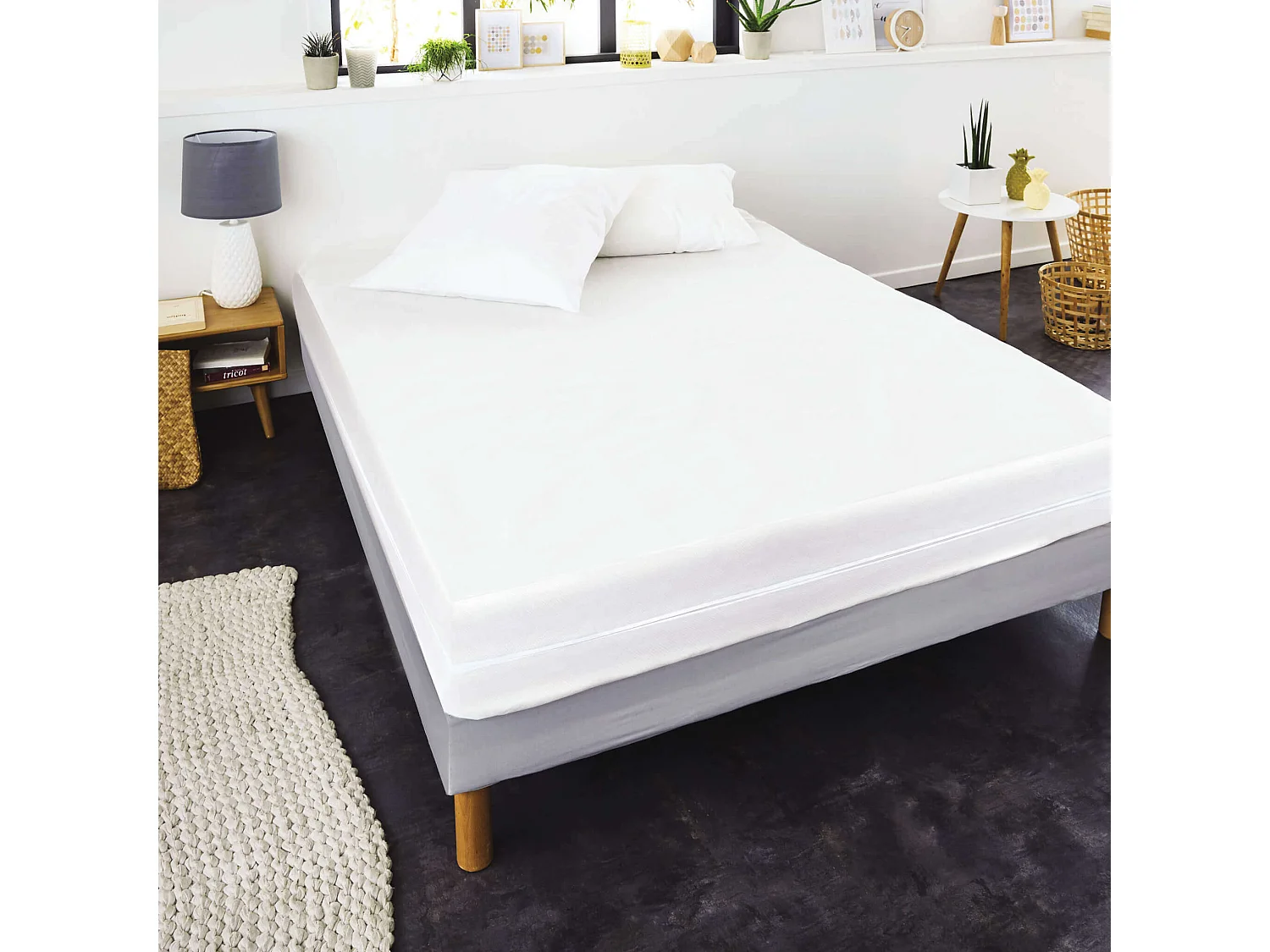 Housse de matelas anti-acariens et anti-punaises sans traitement 90x200