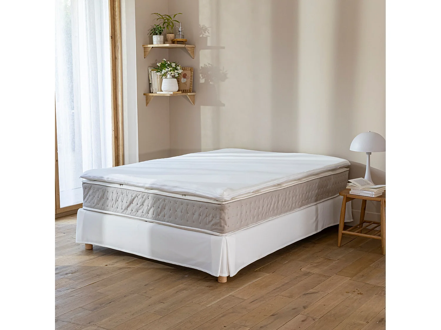 Housse surmatelas jersey blanc 100% coton extensible 70x190