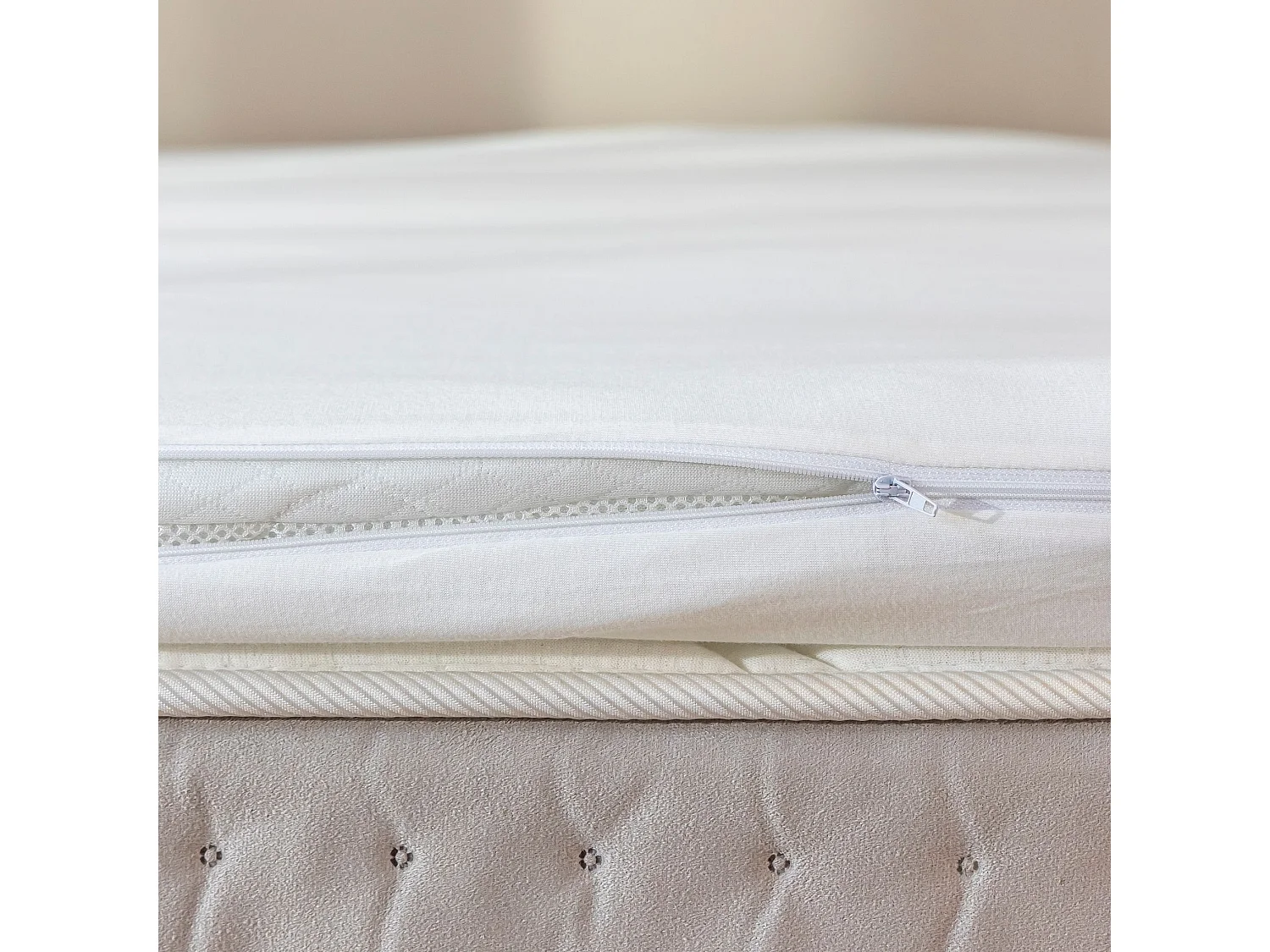 Housse surmatelas jersey blanc 100% coton extensible 140x190