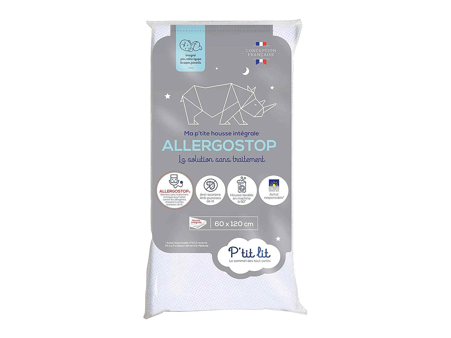 Protège matelas bébé Allergostop sans traitement 60x120 cm
