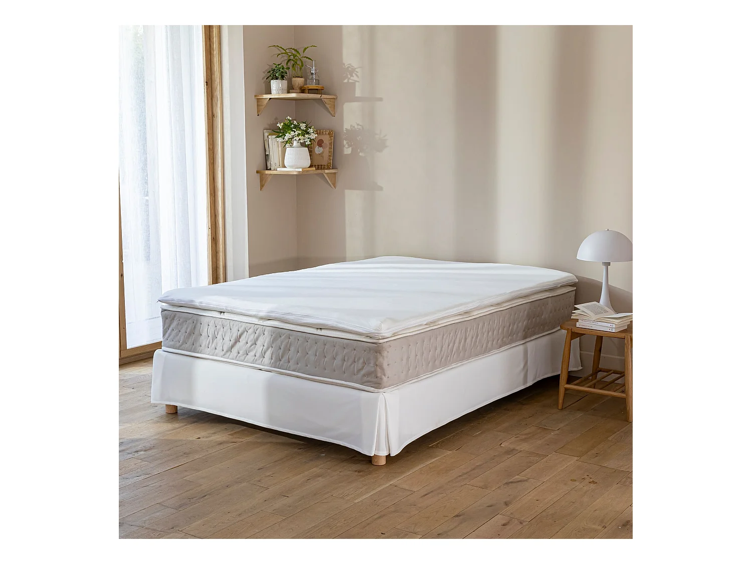 Housse surmatelas jersey blanc 100% coton extensible 180x200