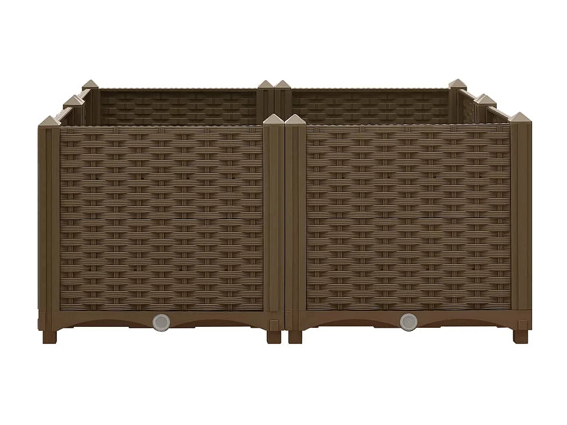 Macetero elevado plantas flores jardín 80 x 80 x 38 cm marrón polipropileno 02_0000957