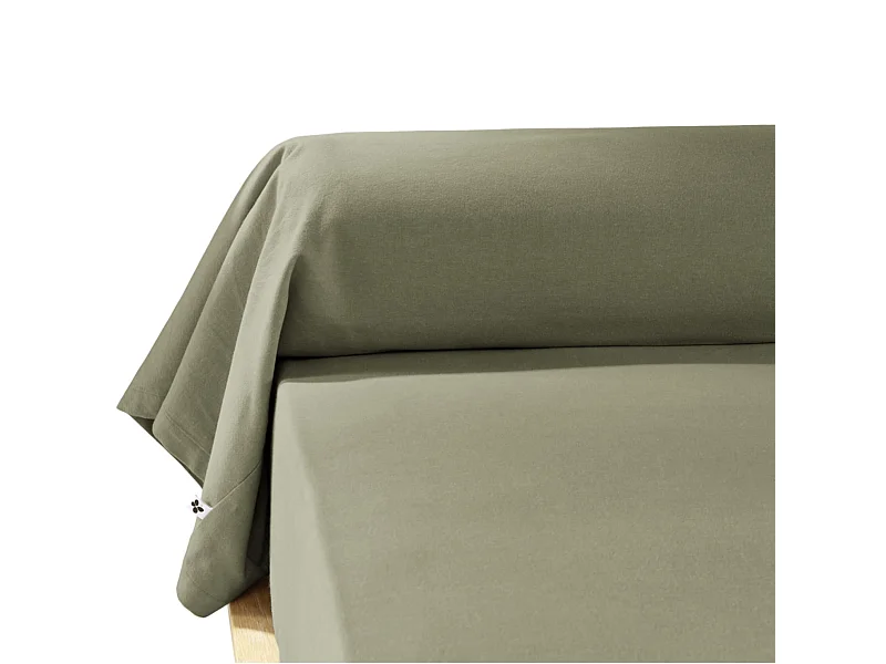 Taie de traversin flanelle kaki 85x185