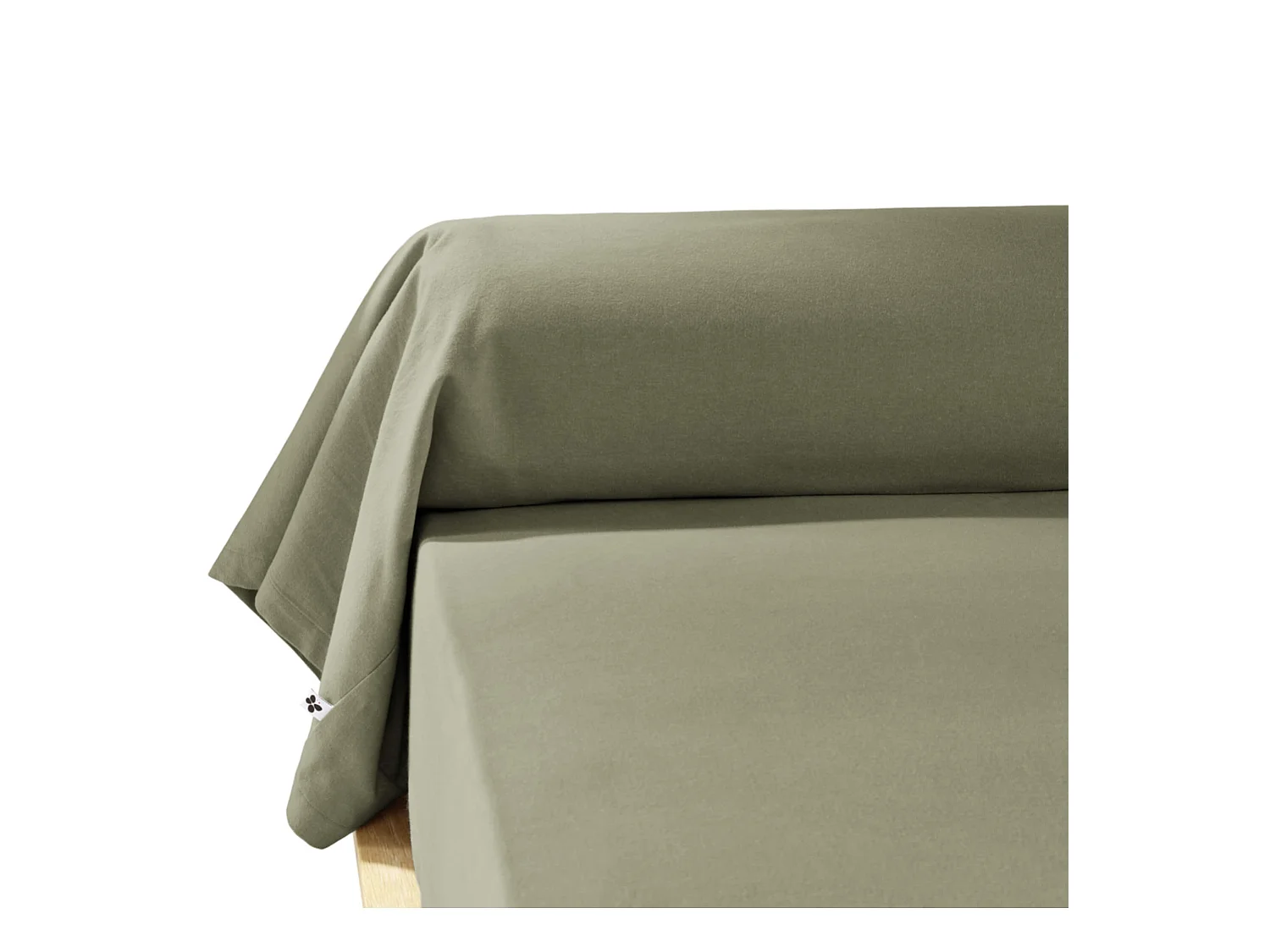 Taie de traversin flanelle kaki 85x185