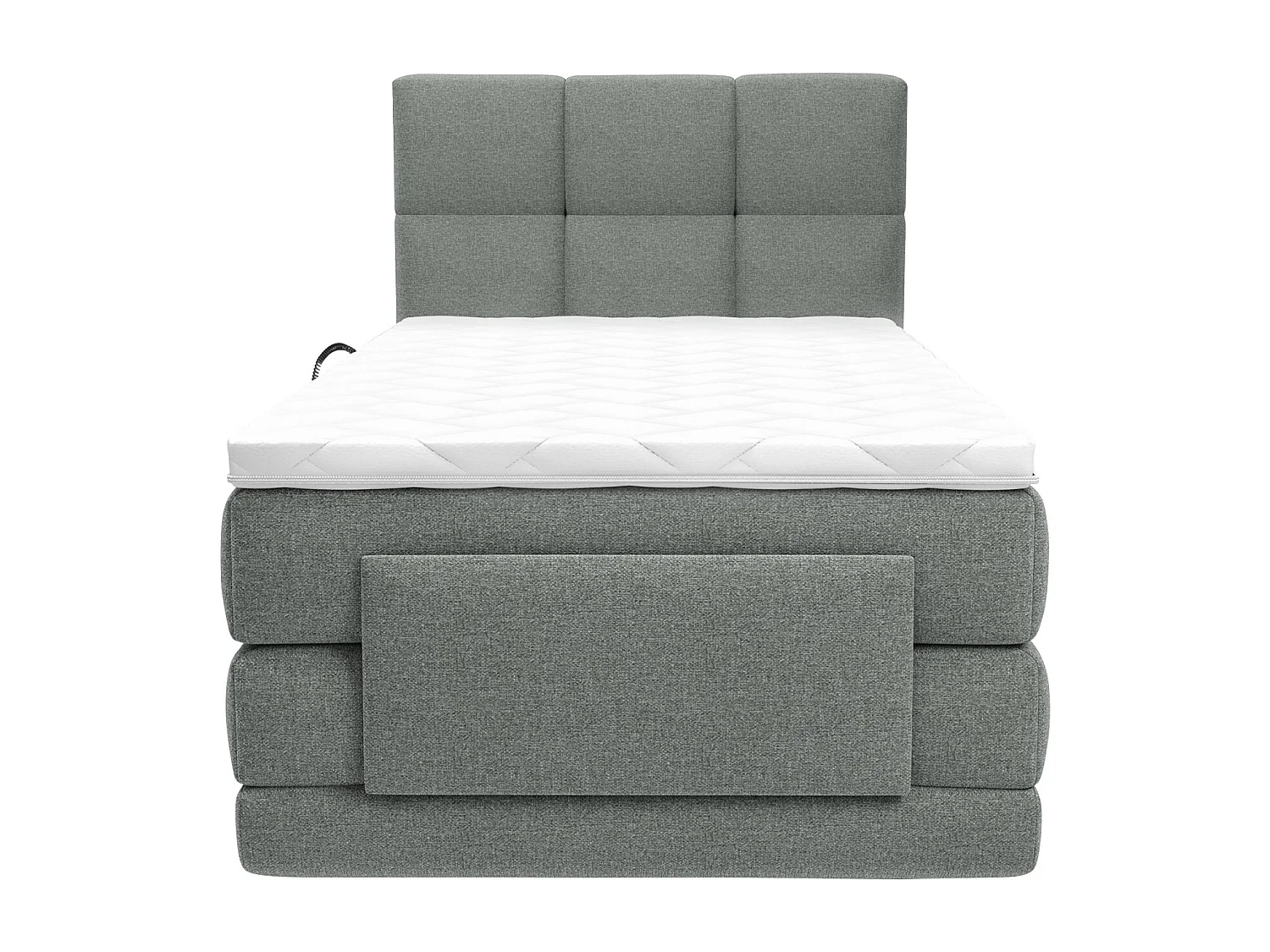 Ensemble complet boxspring tête de lit capitonnée + sommiers relaxation électrique + matelas + surmatelas - 100 x 200 cm - Tissu - Gris clair - LODI de PALACIO
