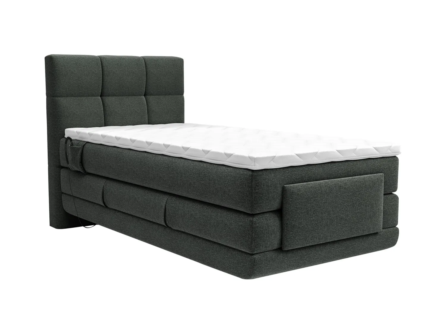 Ensemble complet boxspring tête de lit capitonnée + sommiers relaxation électrique + matelas + surmatelas - 100 x 200 cm - Tissu - Anthracite - LODI de PALACIO