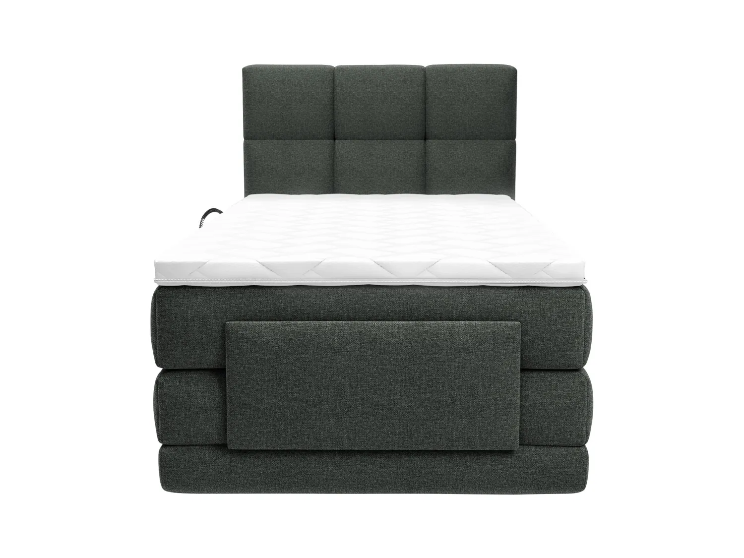 Ensemble complet boxspring tête de lit capitonnée + sommiers relaxation électrique + matelas + surmatelas - 100 x 200 cm - Tissu - Anthracite - LODI de PALACIO