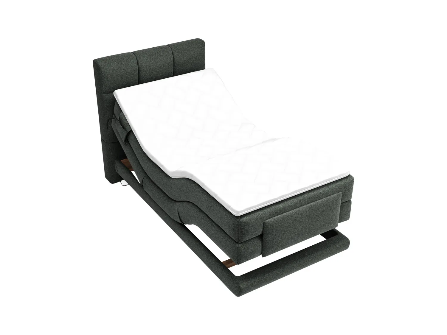 Ensemble complet boxspring tête de lit capitonnée + sommiers relaxation électrique + matelas + surmatelas - 100 x 200 cm - Tissu - Anthracite - LODI de PALACIO