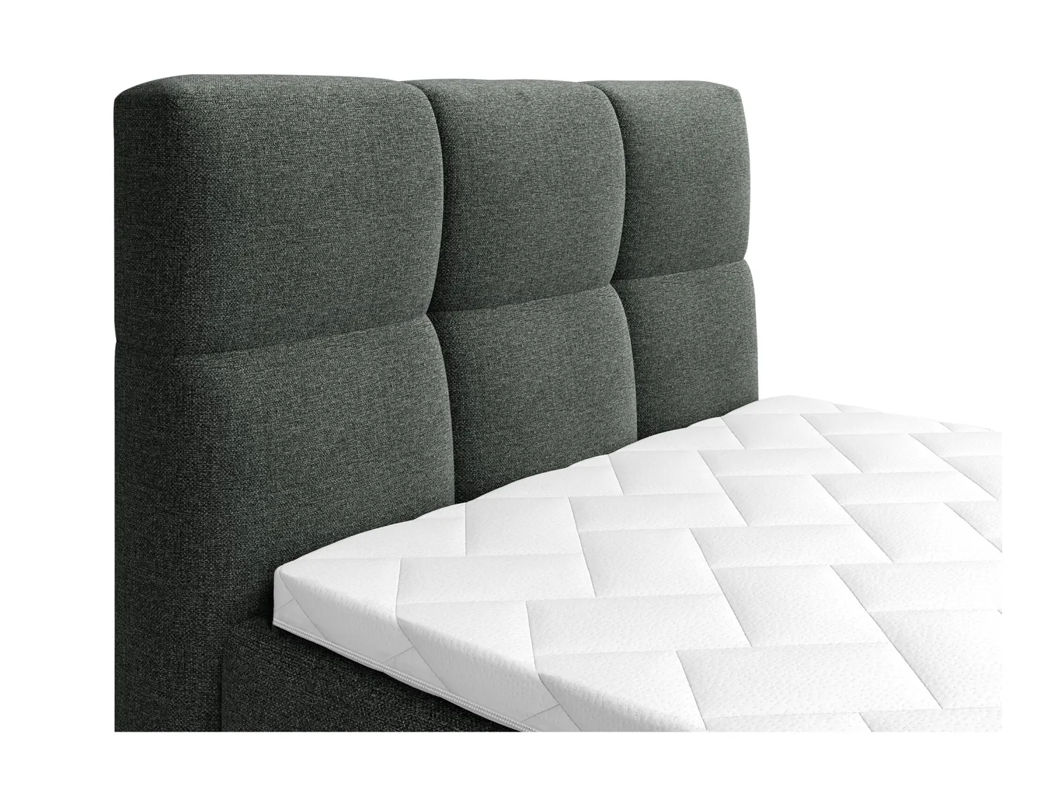 Ensemble complet boxspring tête de lit capitonnée + sommiers relaxation électrique + matelas + surmatelas - 100 x 200 cm - Tissu - Anthracite - LODI de PALACIO