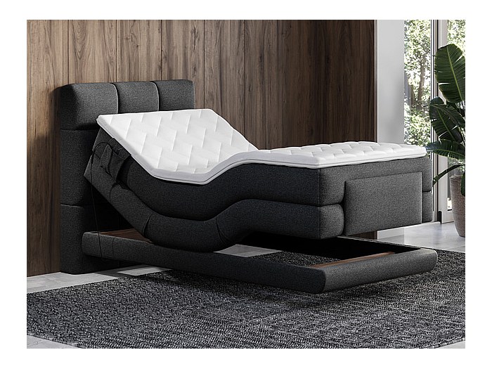 Ensemble boxspring relax tissu anthracite 100x200 cm LODI