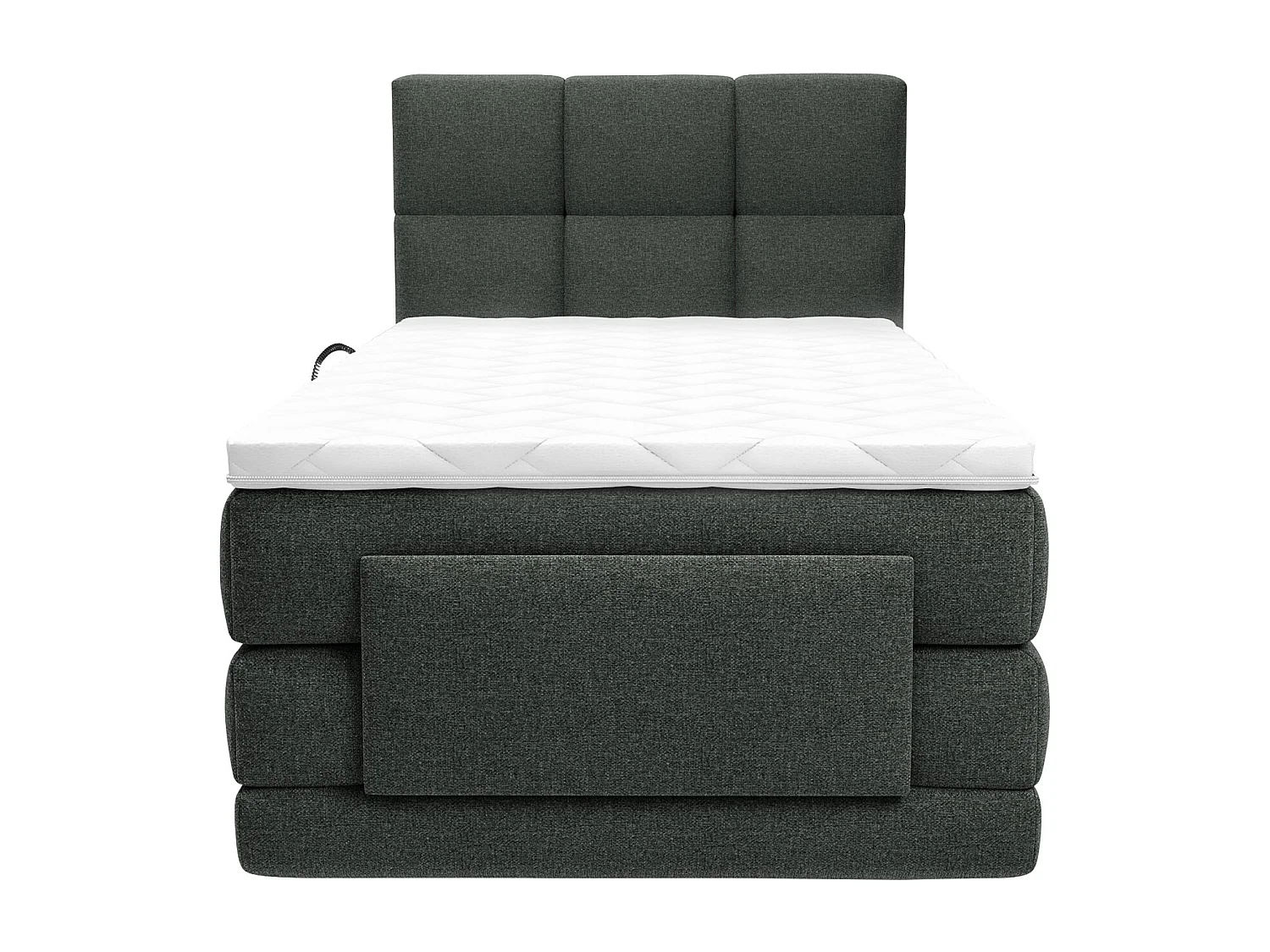 Boxspringbett mit gestepptem Kopfteil + elektrischem Untergestell mit Relaxfunktion + Matratze + Topper - 100 x 200 cm - Stoff - Anthrazit - LODI von PALACIO