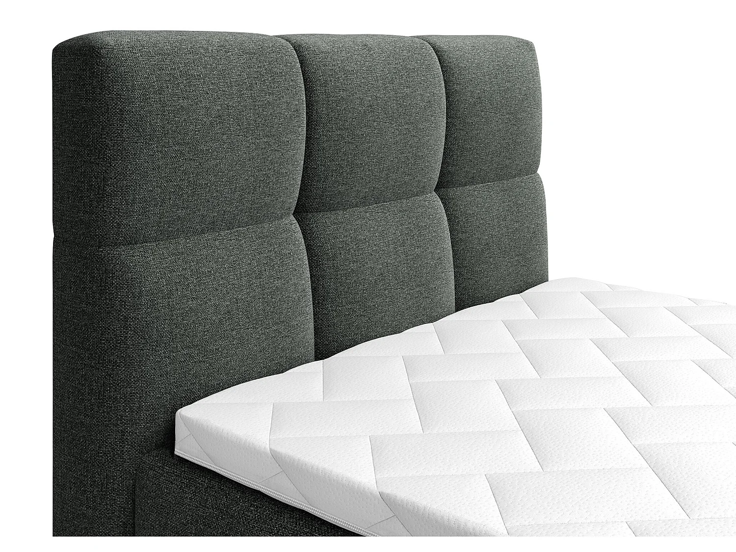 Boxspringbett mit gestepptem Kopfteil + elektrischem Untergestell mit Relaxfunktion + Matratze + Topper - 100 x 200 cm - Stoff - Anthrazit - LODI von PALACIO