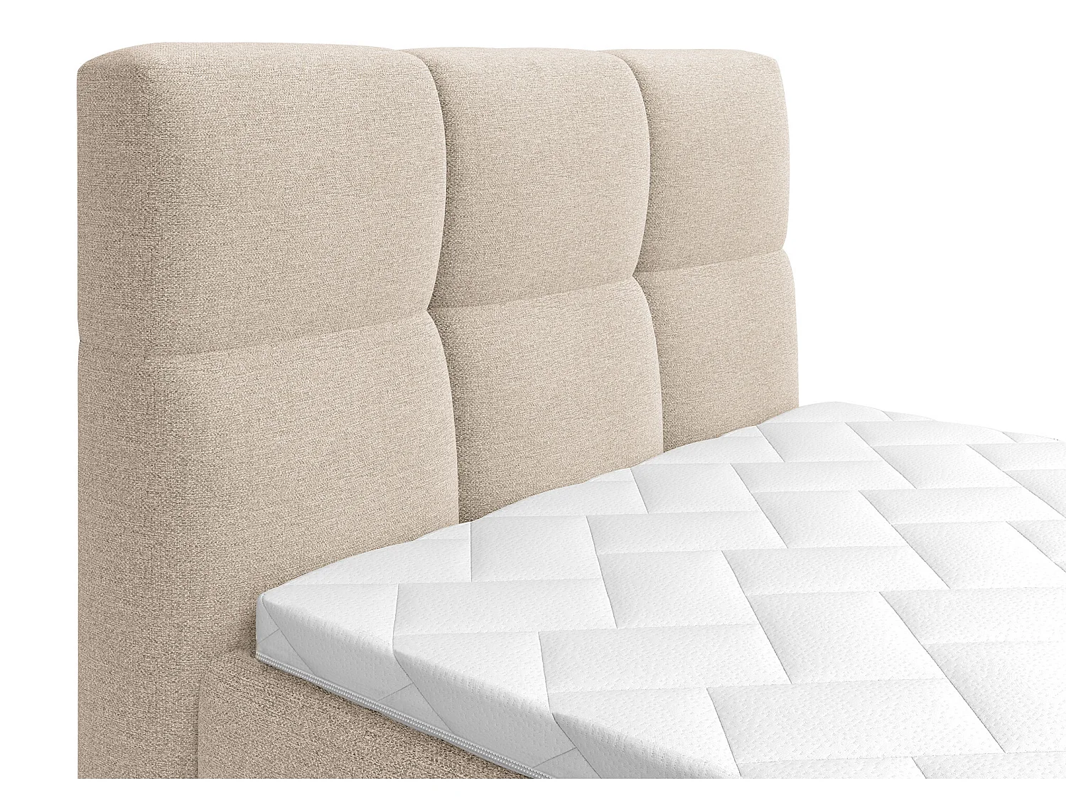 Conjunto completo boxspring, cabeceira de cama acolchoada + sommiers articulados elétricos + colchão + sobrecolchão 100x200 cm tecido bege - LODI da PALACIO