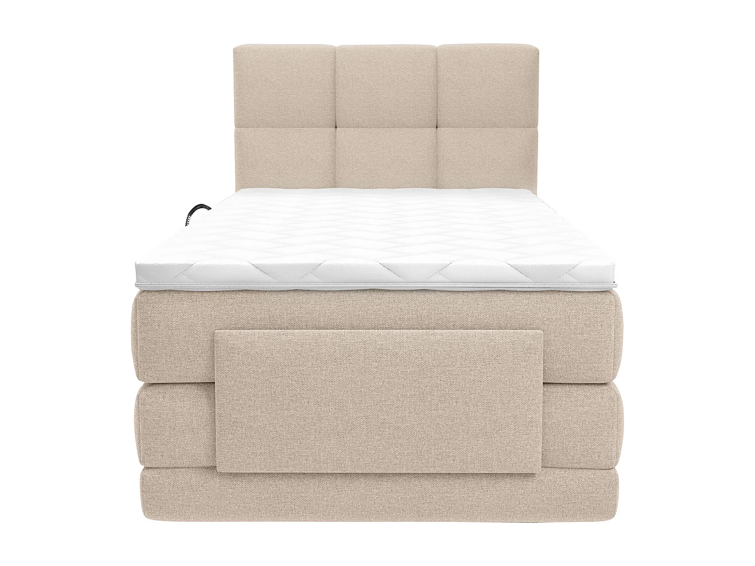 Conjunto completo boxspring, cabeceira de cama acolchoada + sommiers articulados elétricos + colchão + sobrecolchão 100x200 cm tecido bege - LODI da PALACIO